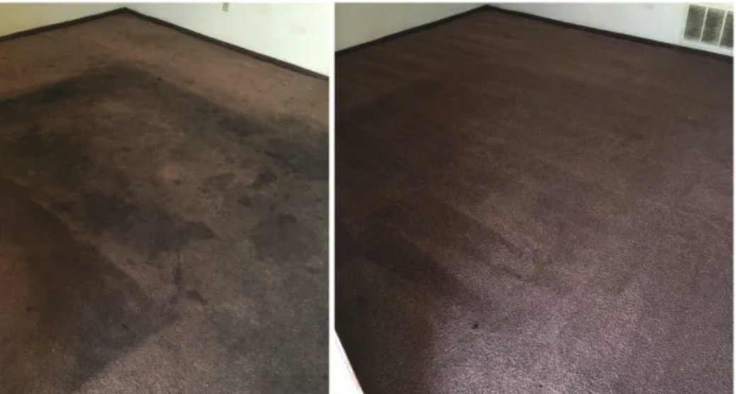 Dark carpet heavy soil before and after