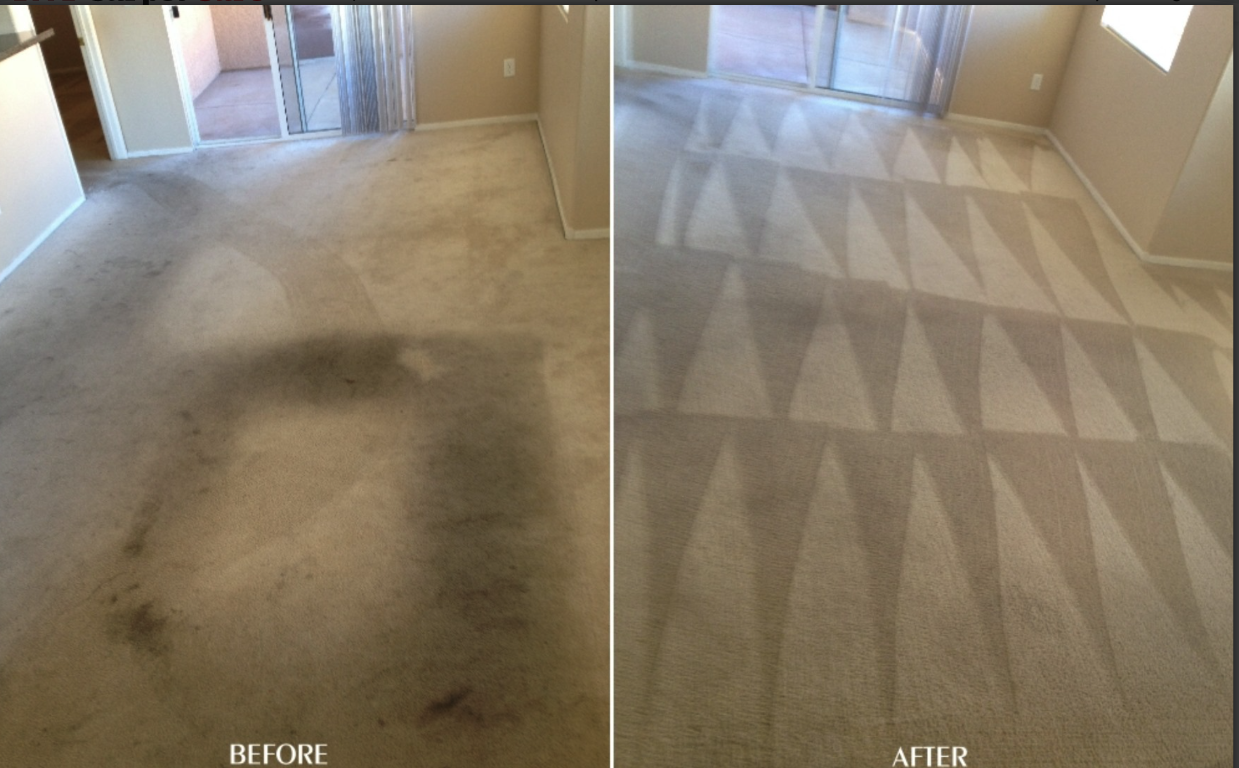 Move-out living room carpet before and after