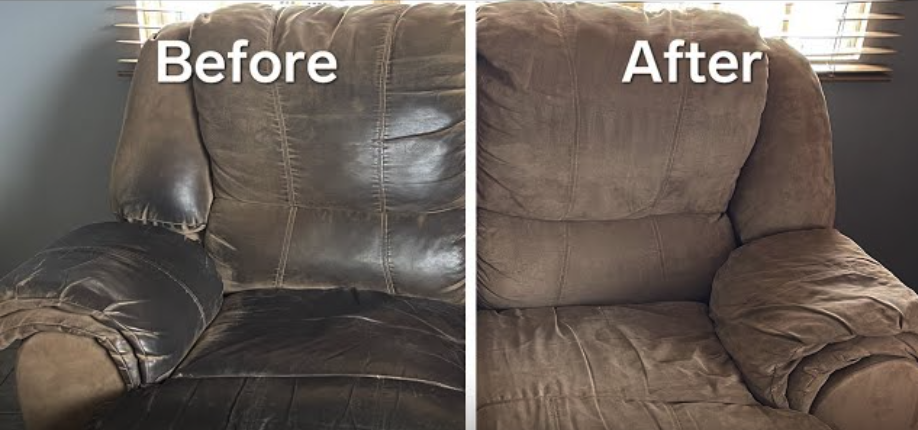 Microfiber recliner before and after